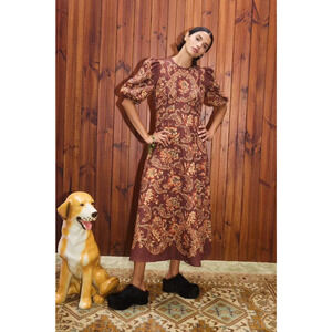 Alemais Seraphina printed linen midi dress US 8